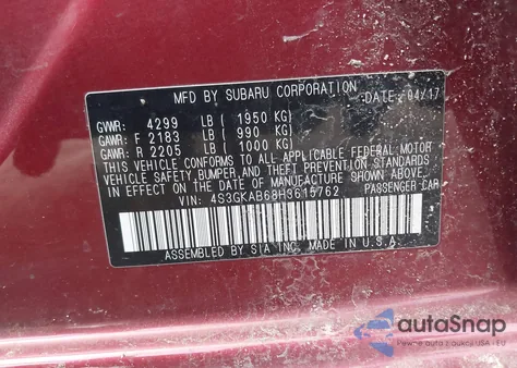 2017 Subaru Impreza 2.0I Premium z USA, uszkodzony, nr VIN 4S3GKAB68H3615762